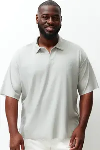 MAN Premium Plus Size Stone Oversized textured ottoman Polo Shirt Shirt Collar T-Shirt
