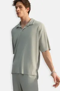 MAN Premium Plus Size Stone Oversized textured ottoman Polo Shirt Shirt Collar T-Shirt - Image 10