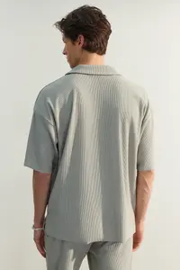 MAN Premium Plus Size Stone Oversized textured ottoman Polo Shirt Shirt Collar T-Shirt - Image 13