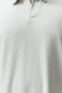 MAN Premium Plus Size Stone Oversized textured ottoman Polo Shirt Shirt Collar T-Shirt - Image 4