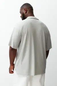 MAN Premium Plus Size Stone Oversized textured ottoman Polo Shirt Shirt Collar T-Shirt - Image 6