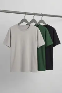 MAN Black- Khaki-Gray Regular/Rahat Pattern 3 Sets Paket Plus Size T-Shirt