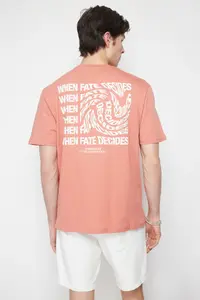 MAN Dusty Rose Oversized/Wide Cut Text Printed Short Sleeve 100% T-Shirt - Image 6