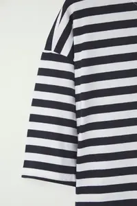 MAN Gray-Blue-Navy Blue Striped Oversized/Wide Cut 3 Sets Package 100% T-Shirt - Image 2