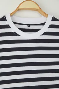 MAN Gray-Blue-Navy Blue Striped Oversized/Wide Cut 3 Sets Package 100% T-Shirt - Image 3