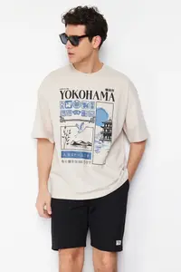 MAN Stone Oversized/Wide Cut Far East Printed 100% T-Shirt