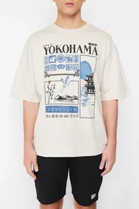 MAN Stone Oversized/Wide Cut Far East Printed 100% T-Shirt - Image 5