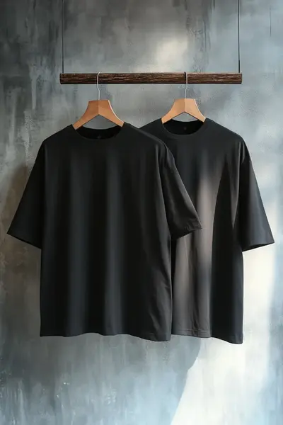 MAN Black-Ecru Oversized 2 Sets Paket Basic 100% Cotton T-Shirt
