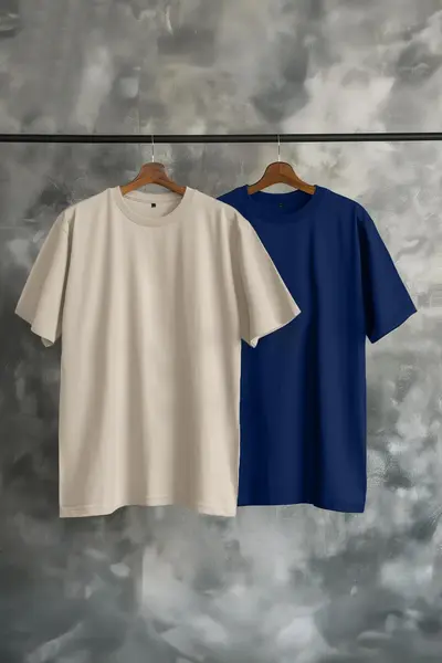 MAN Navy Blue-Stone Oversized 2 Sets Paket Basic 100% Cotton T-Shirt