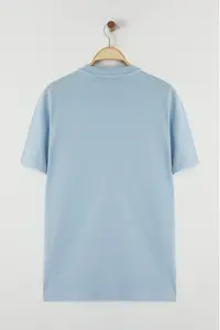 MAN Light Blue Regular Cut Horse Embroidery Detailed 100% Cotton T-Shirt - Image 5