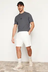 MAN Anthracite Regular/Normal Kesim Kurt Embroidered 100% Cotton T-Shirt - Image 4