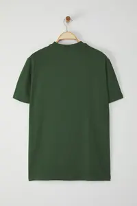 MAN Khaki Regular/Normal Kesim Kurt Embroidered 100% T-Shirt - Image 9