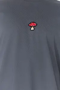 MAN Anthracite Oversized/Wide Cut Mushroom Embroidered 100% T-Shirt - Image 6
