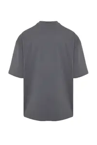 MAN Anthracite Oversized/Wide Cut Mushroom Embroidered 100% T-Shirt - Image 8