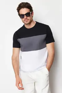 MAN Black Regular/Normal Kesim Color Bloklu 100% Cotton T-Shirt