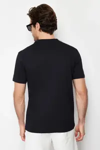 MAN Black Regular/Normal Kesim Color Bloklu 100% Cotton T-Shirt - Image 2