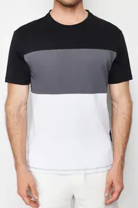 MAN Black Regular/Normal Kesim Color Bloklu 100% Cotton T-Shirt - Image 5