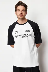 MAN Black Oversized/Wide Cut 100% Cotton Printed Tok Material T-Shirt - Image 4