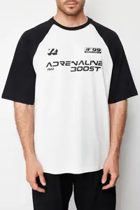 MAN Black Oversized/Wide Cut 100% Cotton Printed Tok Material T-Shirt - Image 5