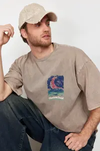 MAN Mink Knitting Oversized/Wide Cut Antique/Faded Effect 100% Cotton T-Shirt - Image 3