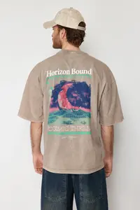 MAN Mink Knitting Oversized/Wide Cut Antique/Faded Effect 100% Cotton T-Shirt - Image 6