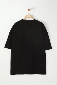 MAN Black Crew Neck Oversized Plus Size T-Shirt - Image 6