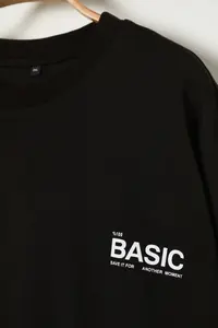 MAN Black Oversized/Wide Cut Crew Neck Back Printed Plus Size T-Shirt - Image 5