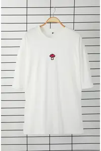 MAN Plus Size Ecru Oversized/Wide Cut 100% Cotton T-Shirt - Image 3