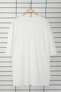 MAN Plus Size Ecru Oversized/Wide Cut 100% Cotton T-Shirt - Image 5