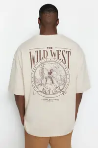 MAN Plus Size Stone Oversized/Wide Cut 100% Cotton T-Shirt