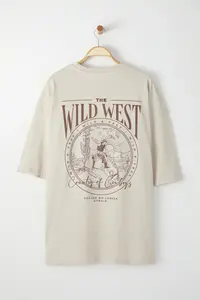 MAN Plus Size Stone Oversized/Wide Cut 100% Cotton T-Shirt - Image 3