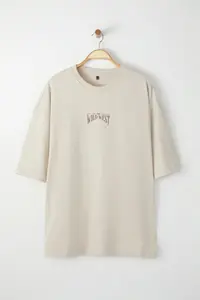 MAN Plus Size Stone Oversized/Wide Cut 100% Cotton T-Shirt - Image 4