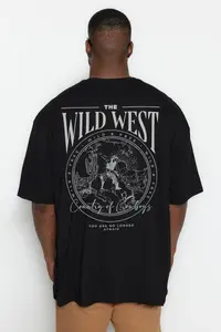 MAN Plus Size Black Oversized/Wide Cut 100% Cotton T-Shirt
