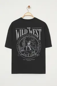 MAN Plus Size Black Oversized/Wide Cut 100% Cotton T-Shirt - Image 3