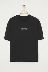MAN Plus Size Black Oversized/Wide Cut 100% Cotton T-Shirt - Image 4