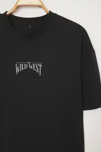 MAN Plus Size Black Oversized/Wide Cut 100% Cotton T-Shirt - Image 5