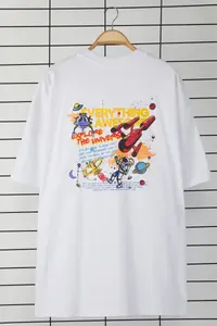 MAN White Plus Size Oversized/Wide Cut Front and Back Space Printed 100% Cotton T-Shirt - Image 3