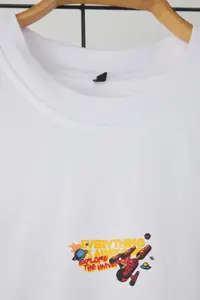 MAN White Plus Size Oversized/Wide Cut Front and Back Space Printed 100% Cotton T-Shirt - Image 5