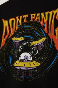 MAN Plus Size Black Oversized/Wide Cut Space Printed 100% Cotton T-Shirt - Image 6