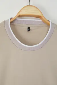 MAN Plus Size Stone Oversized/Wide Cut Knitwear Banded textured Pique T-Shirt - Image 5