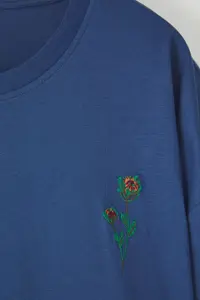 MAN Indigo Plus Size Oversized/Wide Cut Floral Embroidered 100% Cotton T-Shirt - Image 4