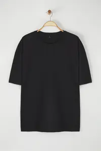 MAN Black Plus Size Oversized/Wide Cut Deer Printed 100% Cotton T-Shirt - Image 3
