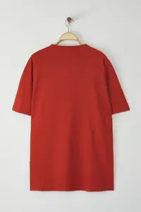 MAN Brick Rejection Plus Size Oversized/Wide Cut 100% Cotton Collar Detailed T-Shirt - Image 4