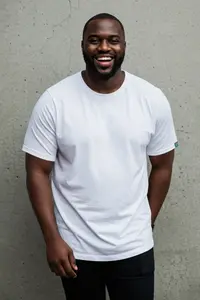 MAN White Plus Size Oversized 100% Cotton Labeled T-Shirt