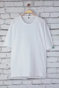 MAN White Plus Size Oversized 100% Cotton Labeled T-Shirt - Image 2