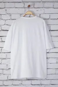 MAN White Plus Size Oversized 100% Cotton Labeled T-Shirt - Image 4