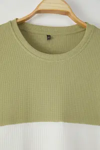 MAN Mint Plus Size Oversized/Wide Cut Color Blocked textured T-Shirt - Image 4