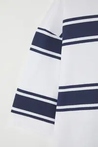 MAN White Oversized/Wide Cut Striped Thick 100% Cotton T-Shirt - Image 10