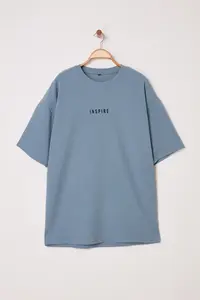 MAN Mavi Oversized/Wide Cut Printed textured Soft Thick T-Shirt - Image 4