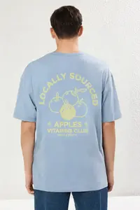 MAN Mavi Oversized/Wide Cut Fruit Printed 100% Cotton T-Shirt